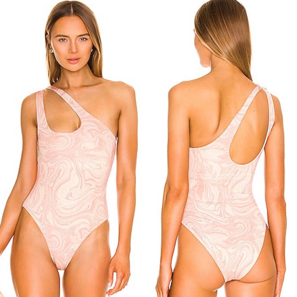 NEW L*Space Phoebe One-Piece One Shoulder Cut Out Swimsuit Orange Women 4 NWOT